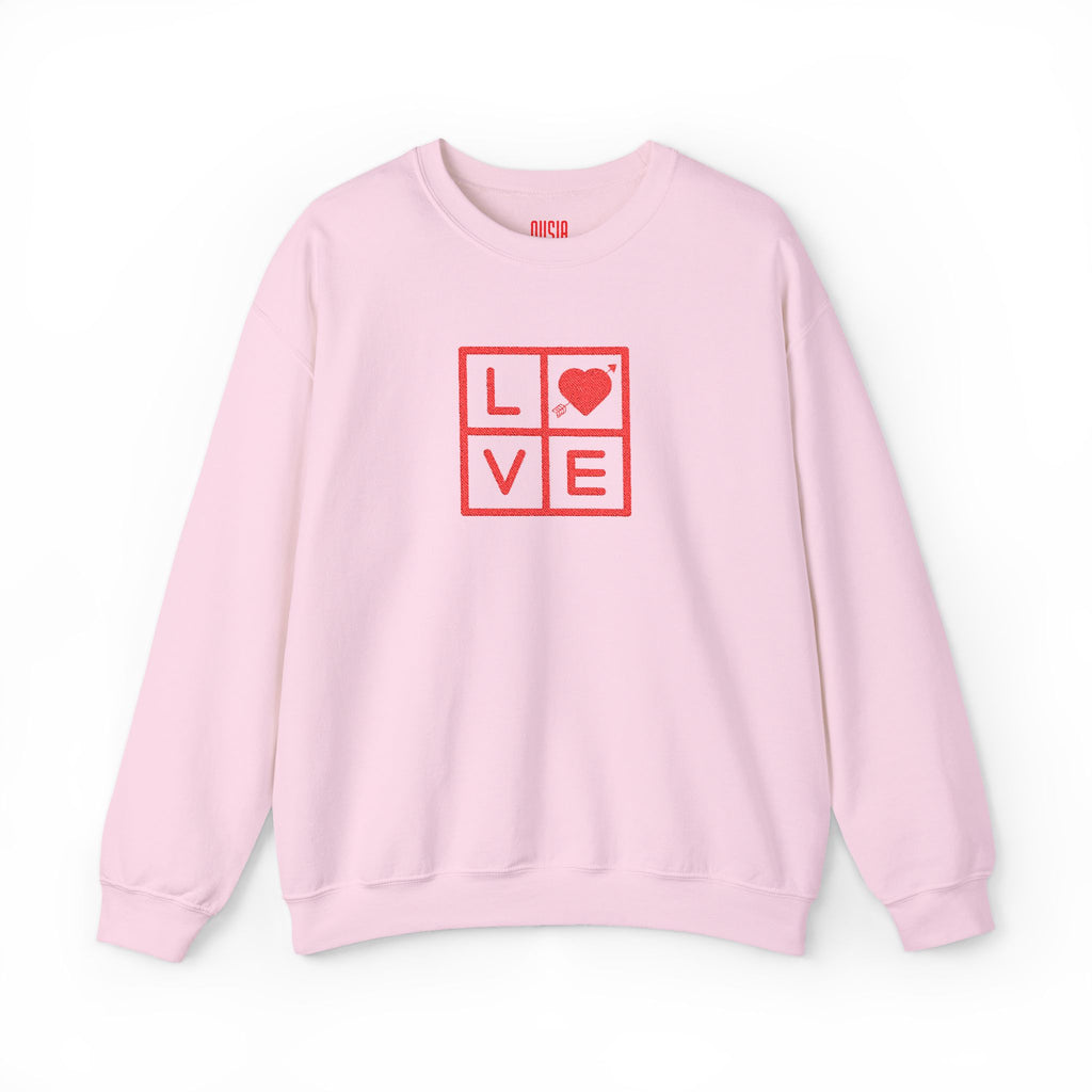 Embroidered LOVE Grid Sweatshirt